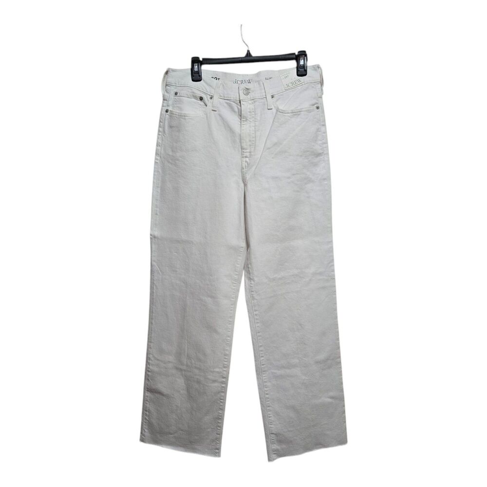 J Crew Jeans Slim Wide Leg Denim Women's 29 Tall White Frayed Hem